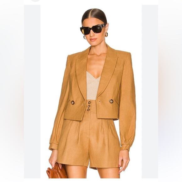 Veronica Beard Jackets & Blazers - VERONICA BEARD | Milani Cropped Linen Blazer Camel Tan Jacket Size 8